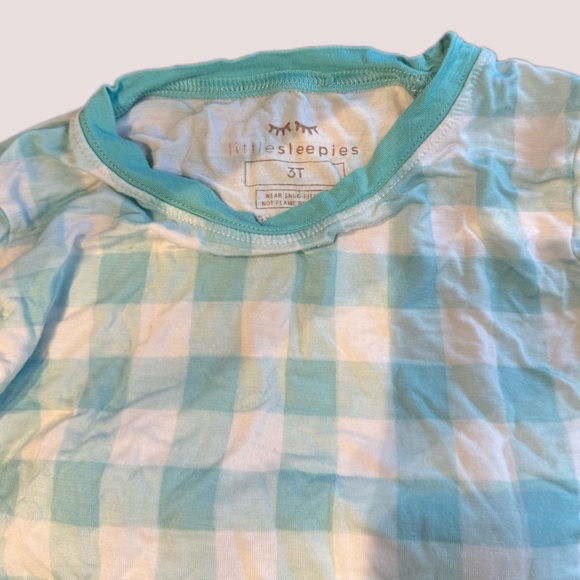 Little sleepies 3T aqua Gingham Two-Piece Pajama Set - Picture 2 of 5